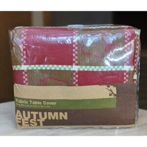 Autumn Fest Fabric Table Cover 52" x 70" Oblong Checkered Pattern